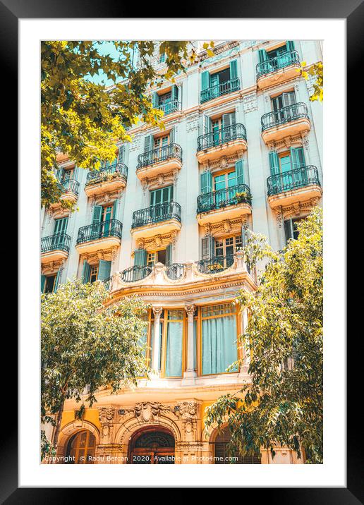 Facade Building Architecture, City Of Barcelona Framed Mounted Print by Radu Bercan