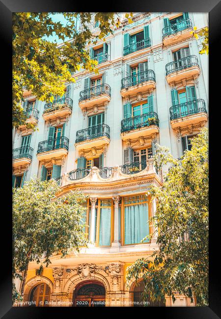 Facade Building Architecture, City Of Barcelona Framed Print by Radu Bercan
