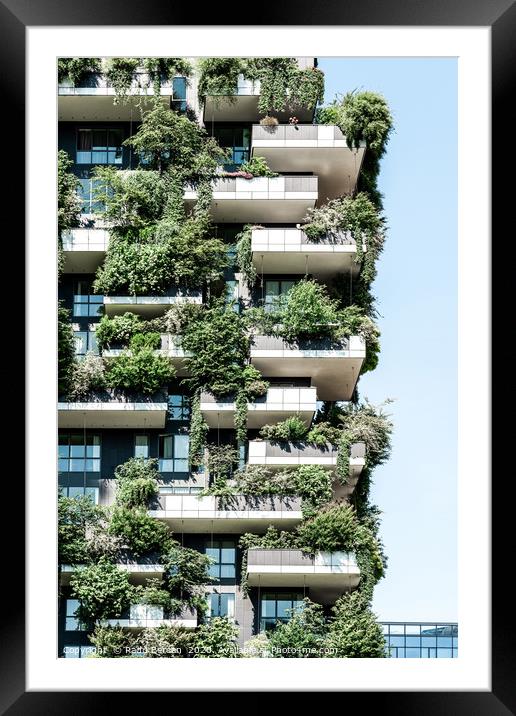 Bosco Verticale, Modern Architecture, Urban Forest Framed Mounted Print by Radu Bercan