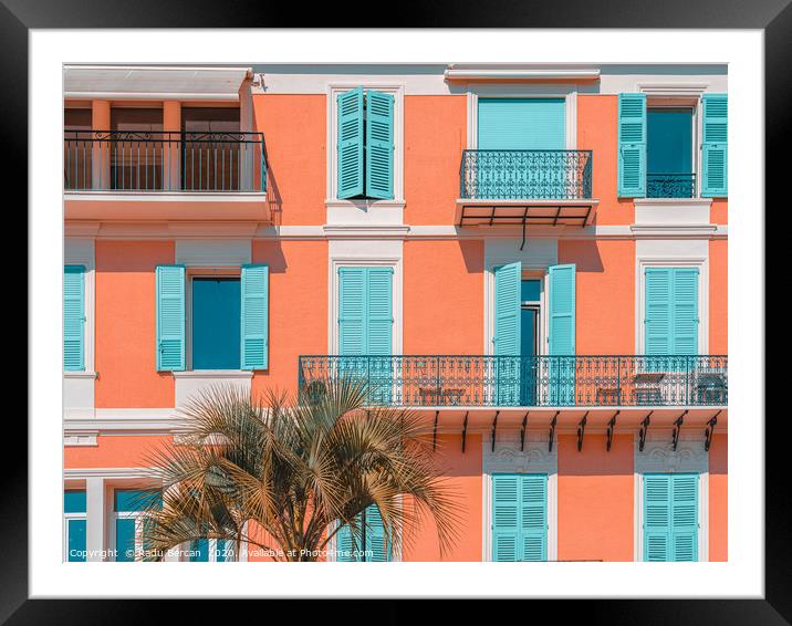 Orange Building Facade, Pastel Colors, Cannes City Framed Mounted Print by Radu Bercan