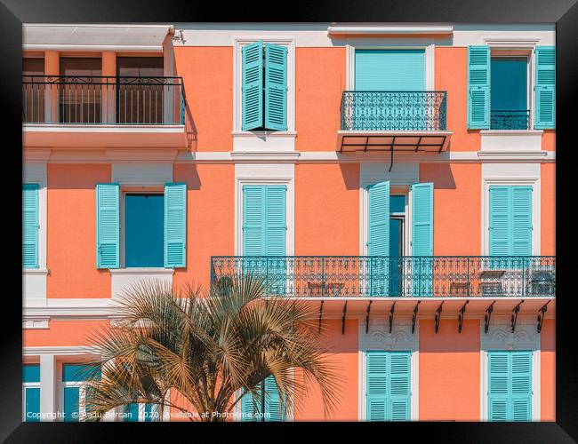 Orange Building Facade, Pastel Colors, Cannes City Framed Print by Radu Bercan
