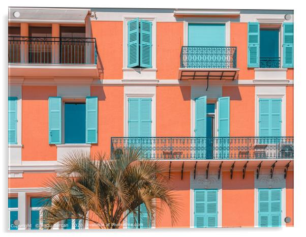 Orange Building Facade, Pastel Colors, Cannes City Acrylic by Radu Bercan