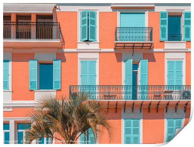 Orange Building Facade, Pastel Colors, Cannes City Print by Radu Bercan