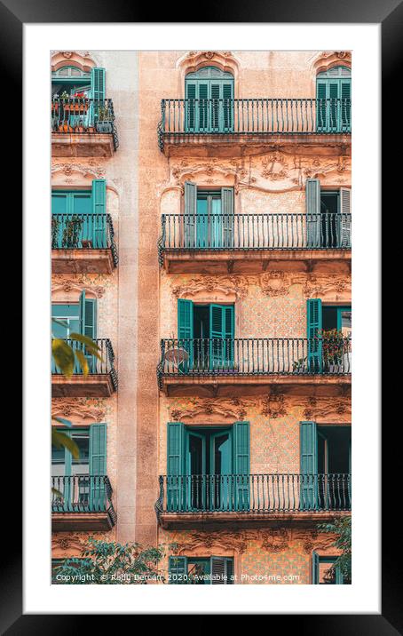Barcelona Facade Building, Urban Architecture Framed Mounted Print by Radu Bercan