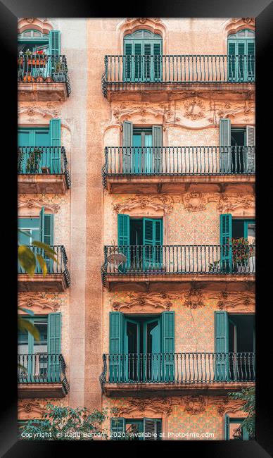 Barcelona Facade Building, Urban Architecture Framed Print by Radu Bercan