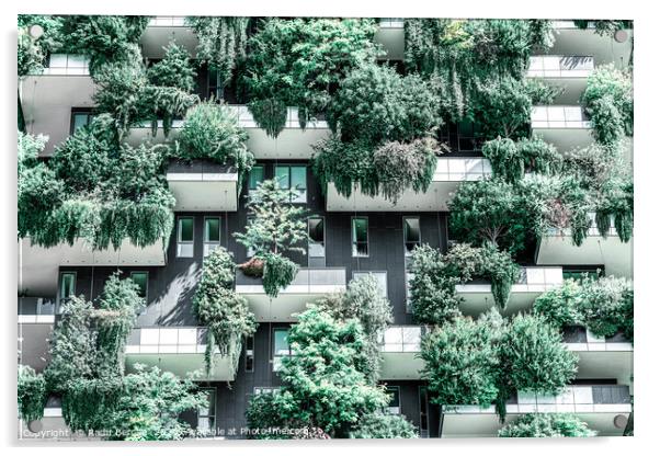 Bosco Verticale, Building Facade, Vertical Forest Acrylic by Radu Bercan
