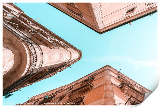 Barcelona City, Gothic Quarter, El Raval Look Up Print by Radu Bercan
