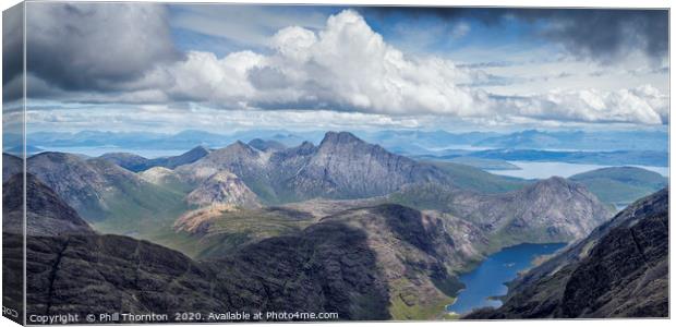 Panoramic view from the summit of the Black Cuilli Canvas Print by Phill Thornton