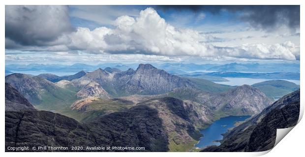 Panoramic view from the summit of the Black Cuilli Print by Phill Thornton