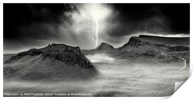 Lightning strikes over the Trotternish Ridge. Print by Phill Thornton