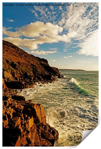 rugged cornish coastline Print by Kevin Britland
