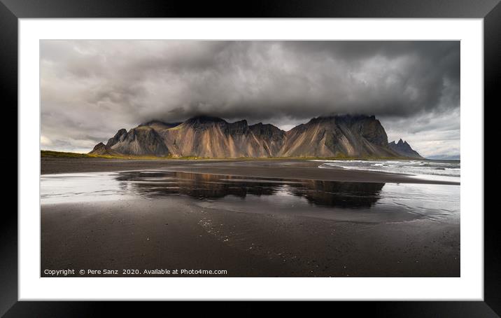 Vestrahorn mountain on Stokksnes cape in Iceland Framed Mounted Print by Pere Sanz