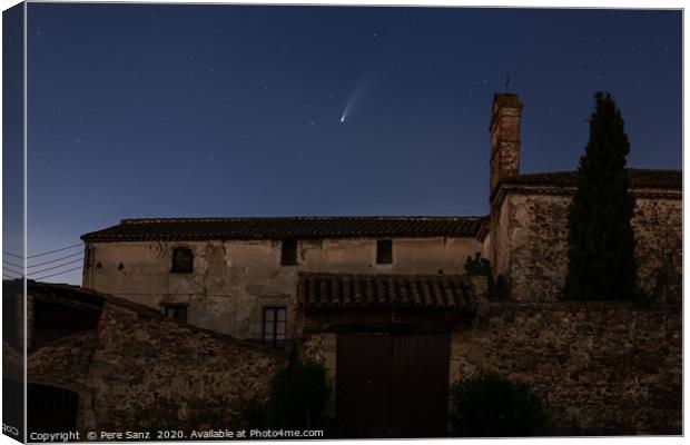 Comet Neowise over a Rural House  Canvas Print by Pere Sanz