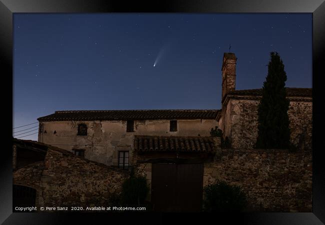 Comet Neowise over a Rural House  Framed Print by Pere Sanz