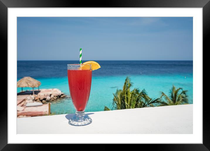 Red Cocktail  Views around the Caribbean island of Framed Mounted Print by Gail Johnson
