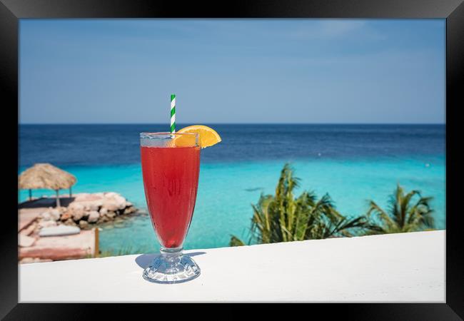 Red Cocktail  Views around the Caribbean island of Framed Print by Gail Johnson