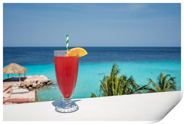 Red Cocktail  Views around the Caribbean island of Print by Gail Johnson