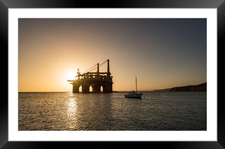 Sunset on the Caribbean Island of Curacao  Framed Mounted Print by Gail Johnson