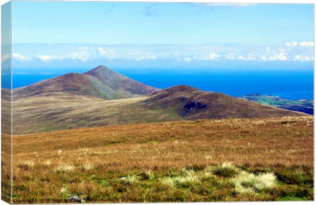 North Barrule from Snaefell Summit Canvas Print by Steven Watson