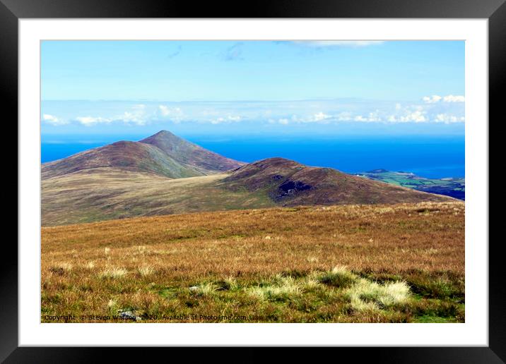 North Barrule from Snaefell Summit Framed Mounted Print by Steven Watson