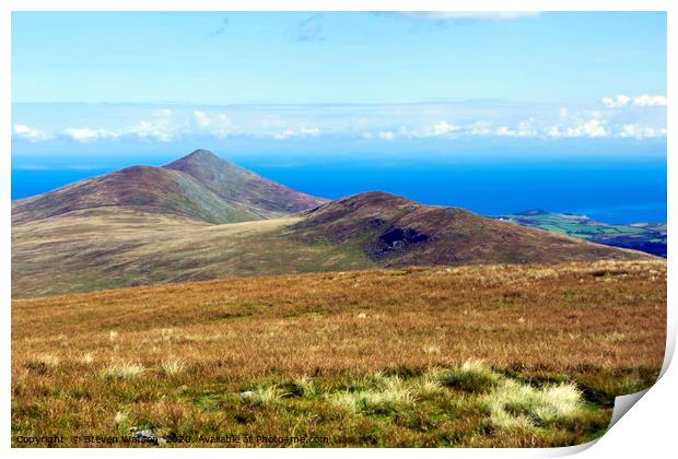 North Barrule from Snaefell Summit Print by Steven Watson
