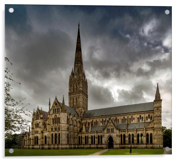 The Majestic Salisbury Cathedral  Acrylic by Dave Williams