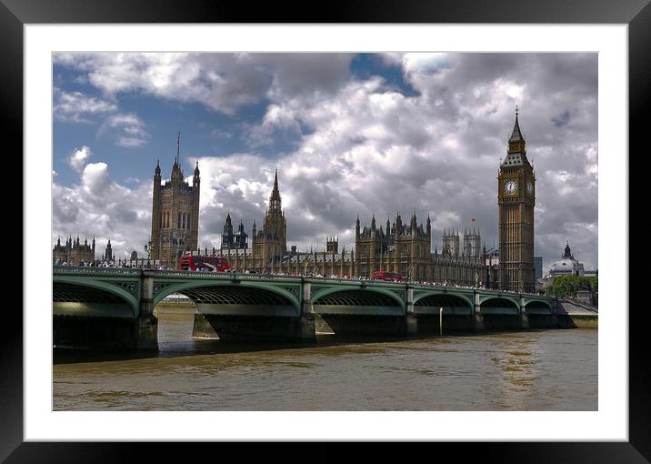 Westminster Palace, Bridge and Big Ben Framed Mounted Print by Dave Williams