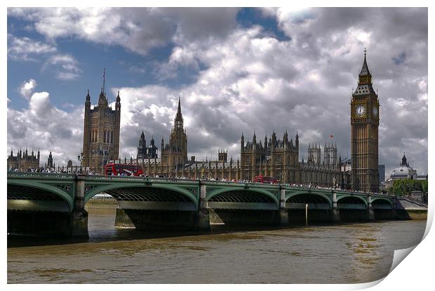 Westminster Palace, Bridge and Big Ben Print by Dave Williams