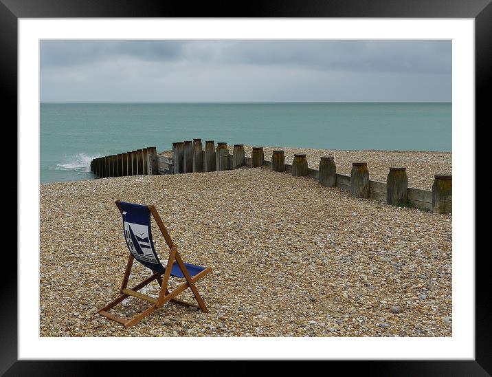 The Lone Deck Chair Framed Mounted Print by Dave Williams