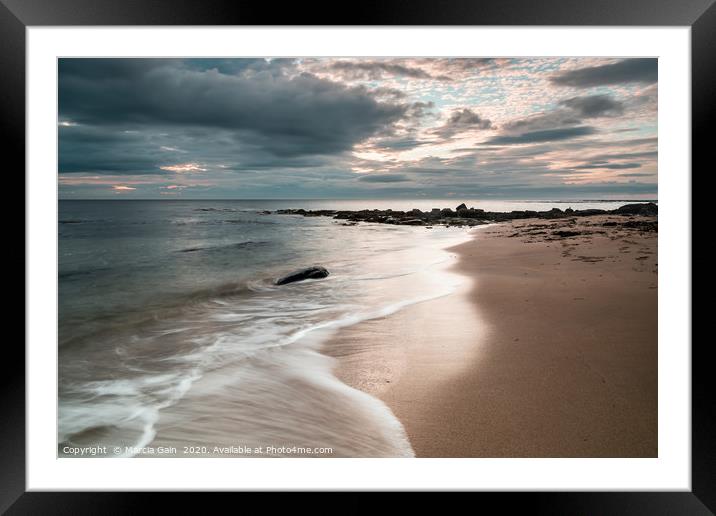 Northumberland coast at sunrise Framed Mounted Print by Marcia Reay