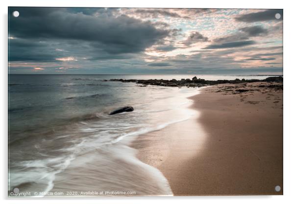 Northumberland coast at sunrise Acrylic by Marcia Reay