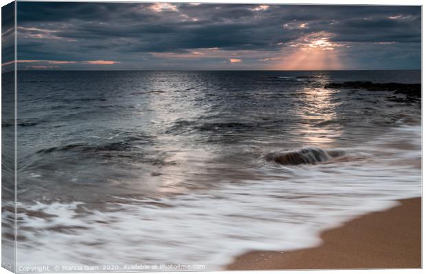 Sunrise in Northumberland Canvas Print by Marcia Reay