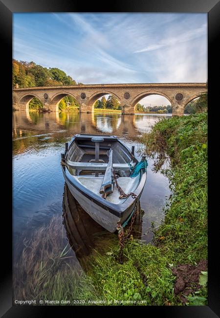 Boat on the River Tweed  Framed Print by Marcia Reay