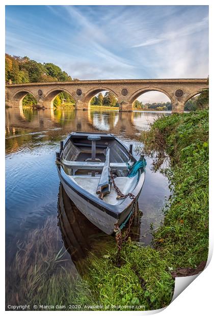Boat on the River Tweed  Print by Marcia Reay