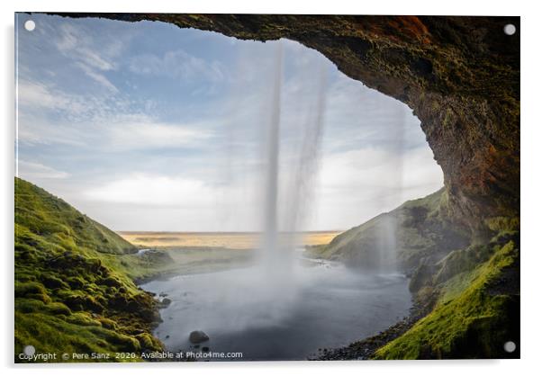  Seljalandsfoss Waterfall view from behind in Icel Acrylic by Pere Sanz