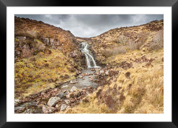 Highland Waterfall Framed Mounted Print by David Hare