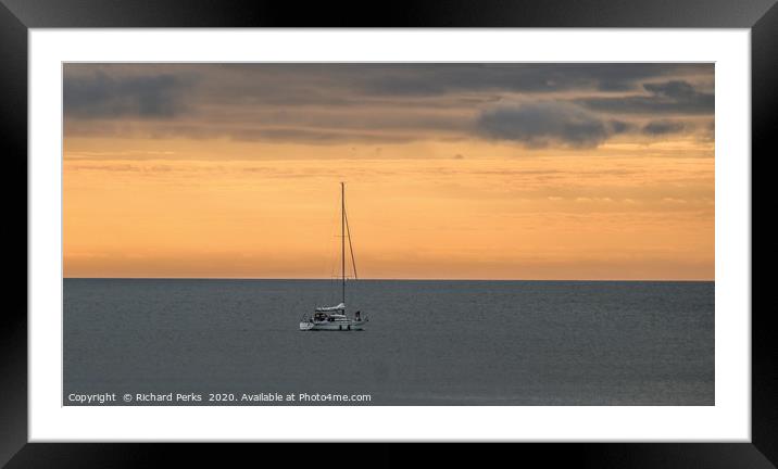 Little boat, big sea Framed Mounted Print by Richard Perks