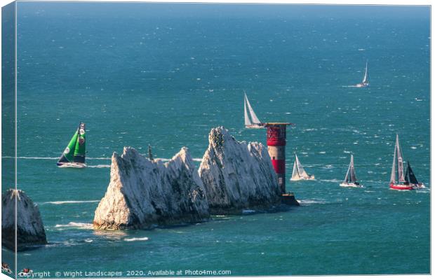 RORC Race The Wight Rounding The Needles Canvas Print by Wight Landscapes