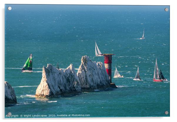 RORC Race The Wight Rounding The Needles Acrylic by Wight Landscapes