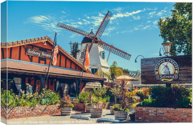 Solvang Brewing Company in Solvang Historic Downto Canvas Print by Nicolas Boivin