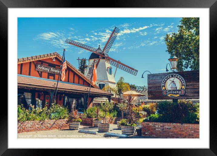 Solvang Brewing Company in Solvang Historic Downto Framed Mounted Print by Nicolas Boivin