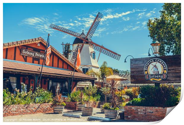 Solvang Brewing Company in Solvang Historic Downto Print by Nicolas Boivin