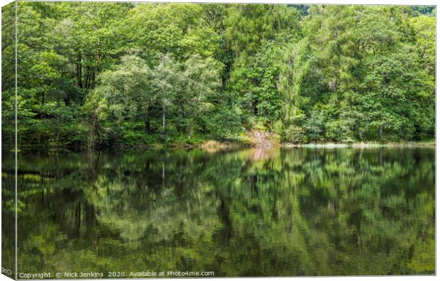Reflections in Yew Tree Tarn Lake District Canvas Print by Nick Jenkins