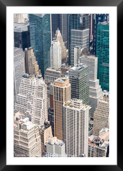 Manhattan Skyscraprers Aerial View, NYC, USA Framed Mounted Print by Pere Sanz