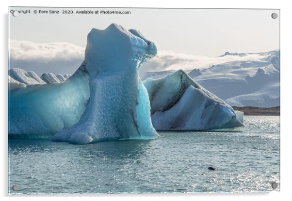 Floating icebergs in Jokulsarlon glacier lagoon Acrylic by Pere Sanz