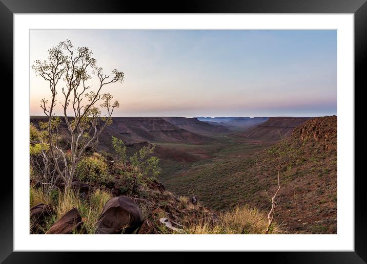 Dawn at Klip River Valley in Namibia Framed Mounted Print by Belinda Greb