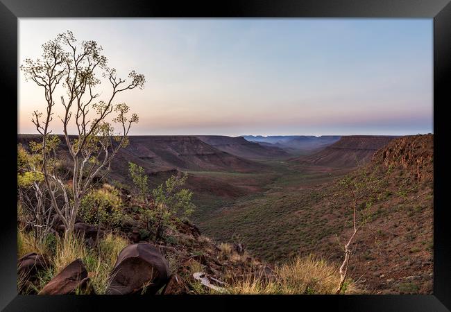 Dawn at Klip River Valley in Namibia Framed Print by Belinda Greb