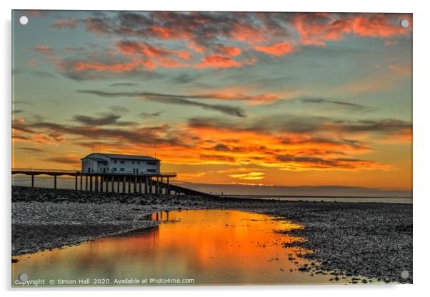 Sunrise Roa Island Lifeboat Station. Acrylic by Simon Hall