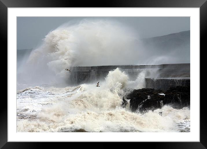 Storm at Holyhead breakwater Framed Mounted Print by Gail Johnson