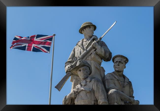 Union Jack behind the New Brighton War Memorial Framed Print by Jason Wells